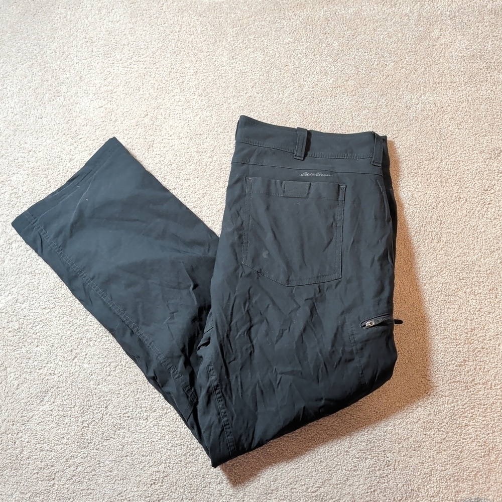 Mens Eddie Bauer First Ascent Black Cargo Fleece Lined Pants W40 L31 Gorpcore